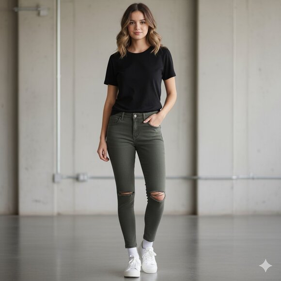 Asos Glamorous Ripped Knee Skinny Jeans Distressed Grey High Rise Waist Small - Picture 1 of 12